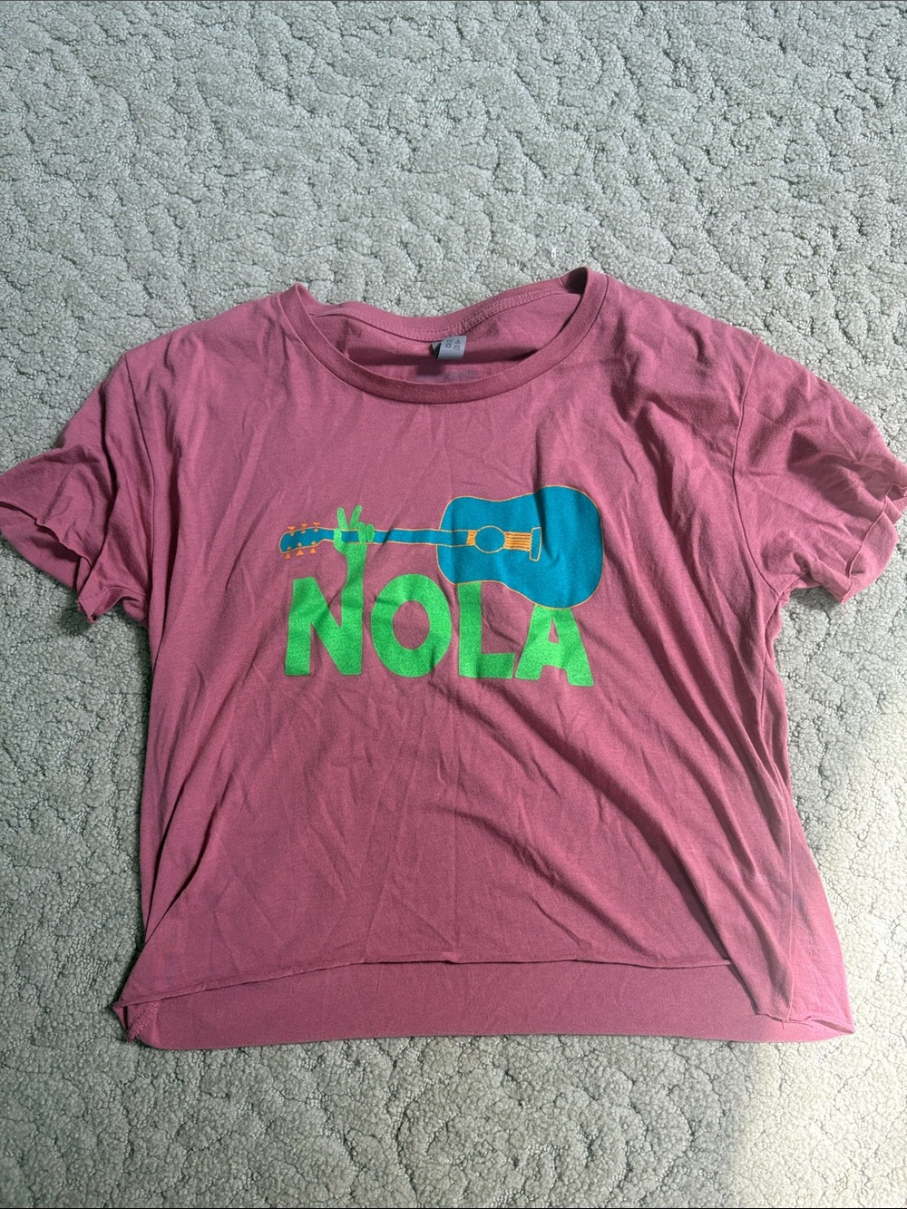 Women’s Pink NOLA Graphic Tee with Green & Blue Print